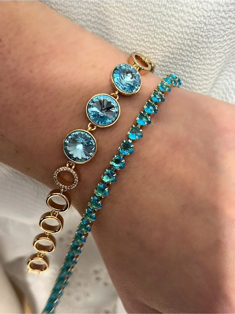 Blue and Gold Crystal Link Bracelet set